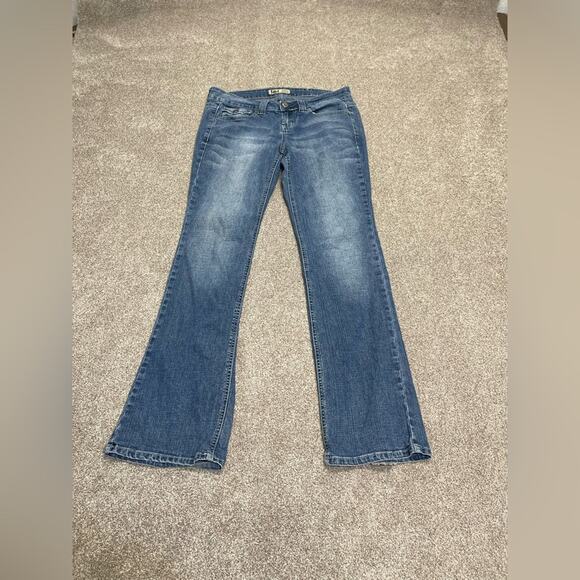 Y2K 00s grunge streetwear l.e.i Ashley ultra low rise bootcut jean 7 flip pocket - Picture 2 of 15
